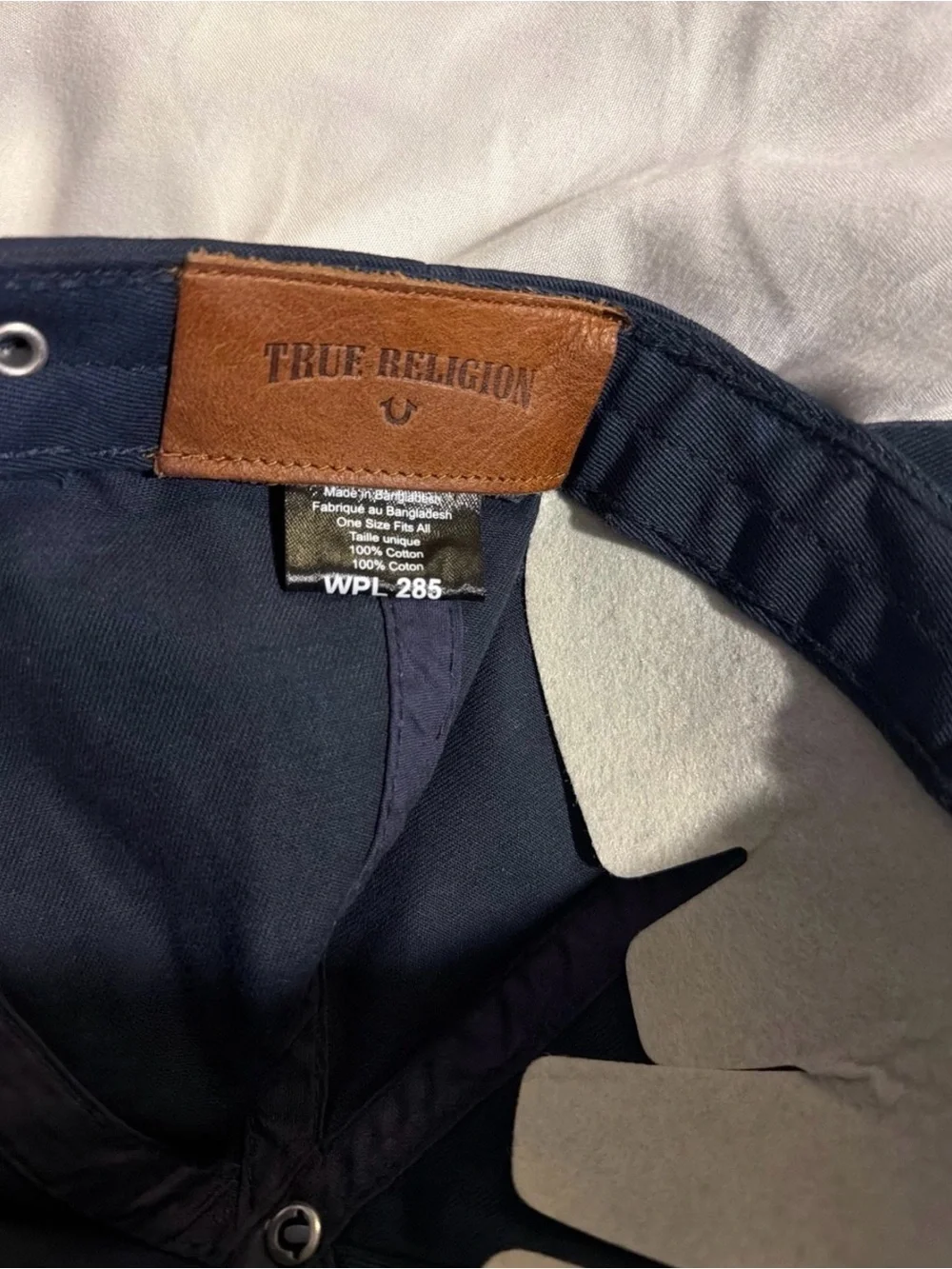 True Religion Navy Embroidered Buddha Face Baseball Hat